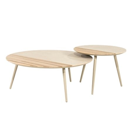 By-Boo Scandinavische salontafel set van 2 Diago van teakhout & keramiek