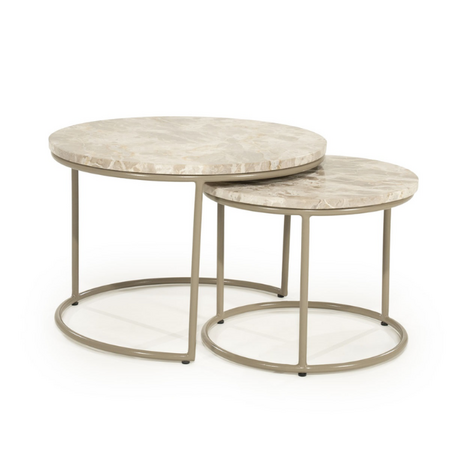 By-Boo By-Boo Salontafel Alvar beige marmer set van 2