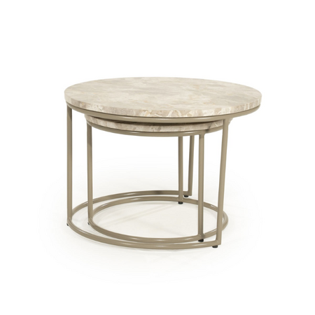 By-Boo By-Boo Salontafel Alvar beige marmer set van 2