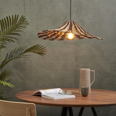 GOOD & MOJO Ibiza stijl hanglamp Cuzco Ø65 cm 1-lichts naturel zwart