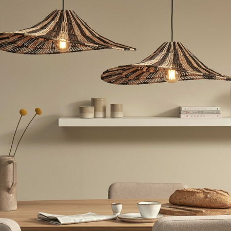 GOOD & MOJO Ibiza stijl hanglamp Cuzco Ø65 cm 1-lichts naturel zwart