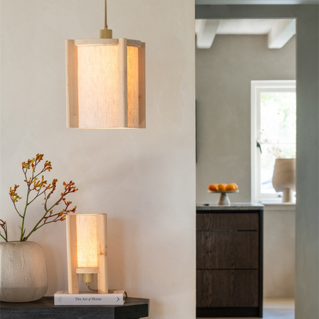 GOOD & MOJO Scandinavische tafellamp Corsica naturel hout