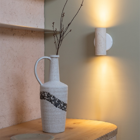it's about RoMi Moderne Japandi wandlamp Tivoli 2-lichts travertin wit