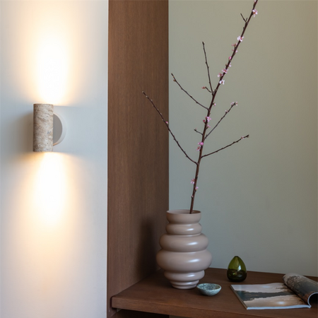 it's about RoMi Moderne Japandi wandlamp Tivoli 2-lichts travertin zand