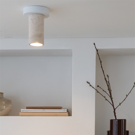 Plafondlamp Tivoli 1-lichts travertin wit