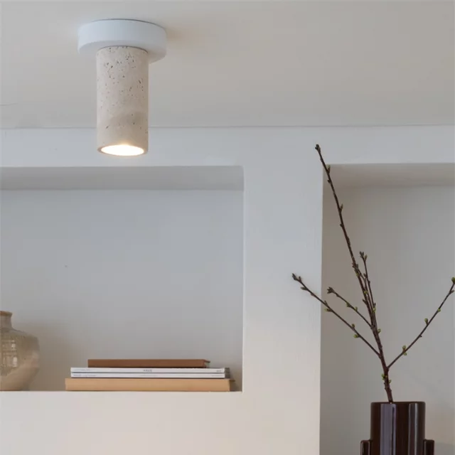 Plafondlamp Tivoli 1-lichts travertin wit