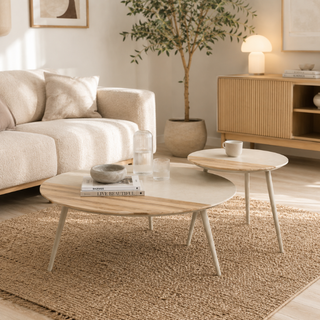 Salontafel set van 2 Diago teakhout & keramiek