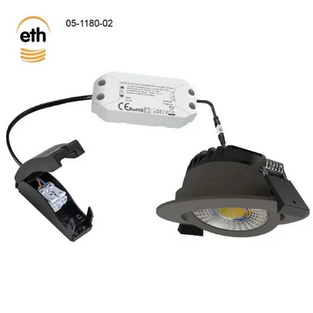 ETH Modern industriële inbouwspot Ronin 1-lichts Anodic brown dim to warm IP44