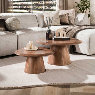 Salontafel Lune set van 2 Massief acacia bruin