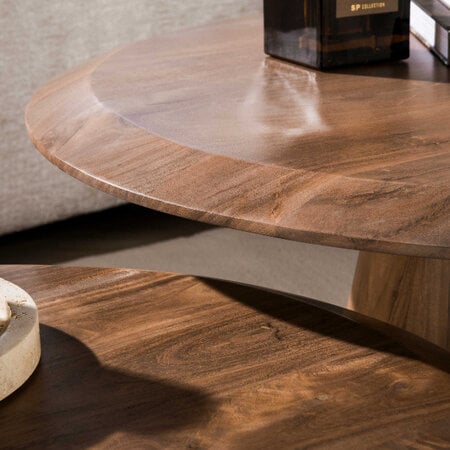 BelaLuz Moderne salontafel Lune set van 2 massief acaciahout bruin
