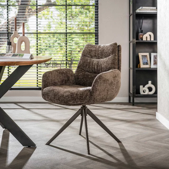 Eetkamerstoel Lush draaibaar Hoven taupe bruin