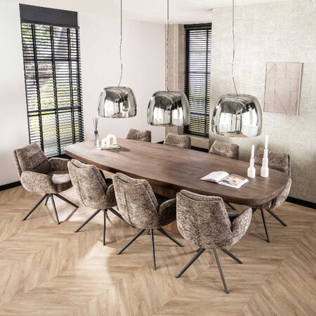 BelaLuz Hotel chique eetkamerstoel Lush draaibaar Hoven taupe bruin
