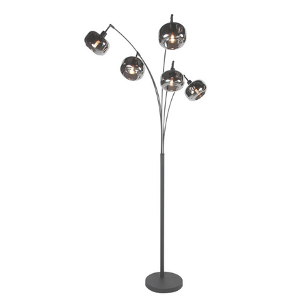 Steinhauer Moderne vloerlamp Tenebris 5-lichts smoke glas