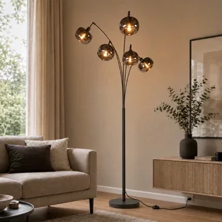 Vloerlamp Tenebris 5-lichts smoke glas
