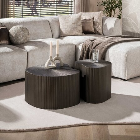 BelaLuz Industrial chique salontafel Taro 2-set brons liquid metal shamrock