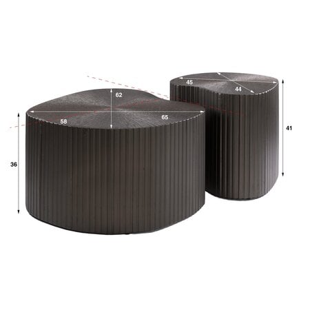 BelaLuz Industrial chique salontafel Taro 2-set brons liquid metal shamrock