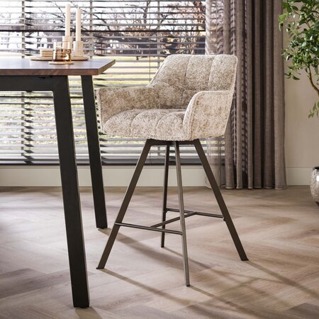 BelaLuz Modern hotel chique barstoel Turn draaibaar Alura zand brons