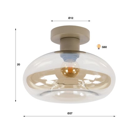 BelaLuz Moderne plafondlamp Sorro 1-lichts beige