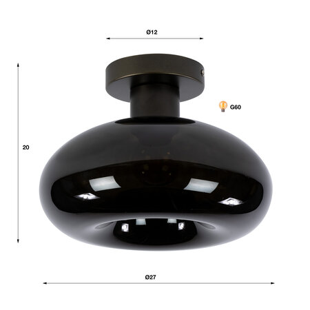 BelaLuz Modern industriële Plafondlamp Sorro 1-lichts Sienna brown