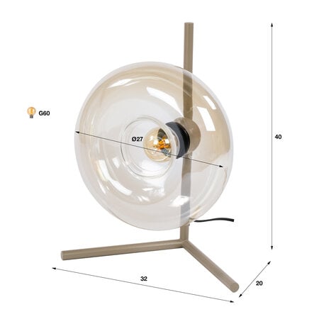 BelaLuz Moderne tafellamp Sorro 1-lichts Beige