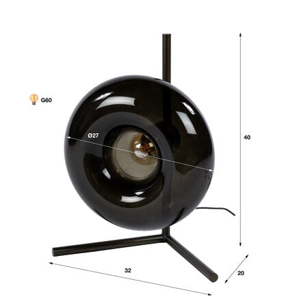 BelaLuz Modern industriële tafellamp Sorro 1-lichts Sienna brown