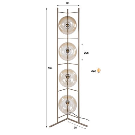 BelaLuz Moderne vloerlamp Sorro 4-lichts Beige