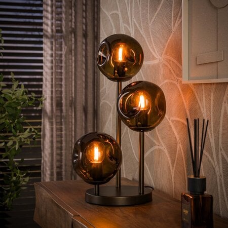 BelaLuz Modern hotel chique tafellamp Soraya 3-lichts Sienna brown