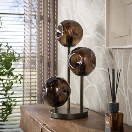 BelaLuz Modern hotel chique tafellamp Soraya 3-lichts Sienna brown