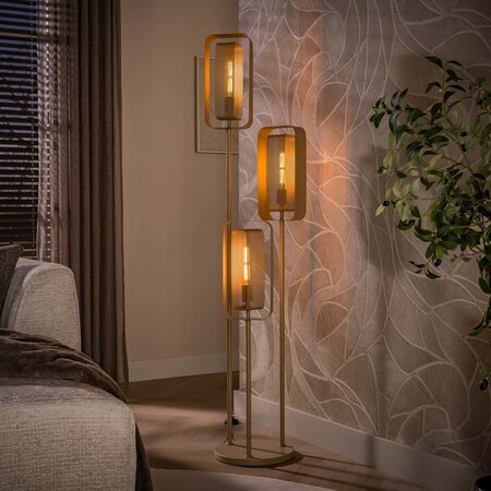 BelaLuz Moderne vloerlamp  Echo 3-lichts getrapt beige