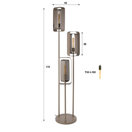 BelaLuz Moderne vloerlamp  Echo 3-lichts getrapt beige