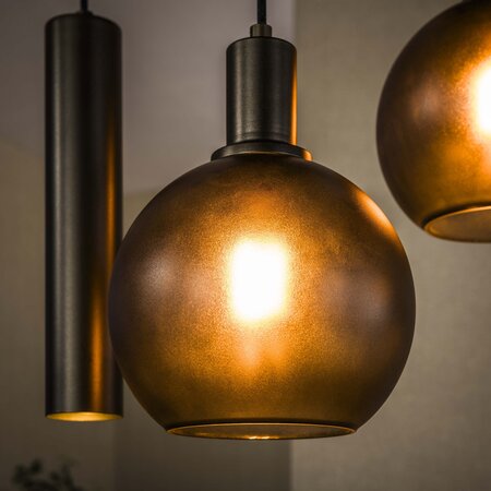 BelaLuz Moderne hanglamp Waze getrapt 5-lichts Sienna brown frosted glas