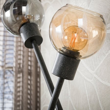 BelaLuz Modern industriële tafellamp Poly 2-lichts charcoal