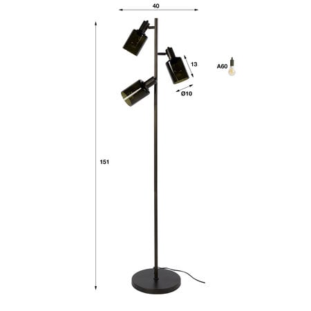 BelaLuz Moderne vloerlamp Calore 3-lichts Sienna brown