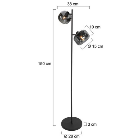 Steinhauer Moderne vloerlamp Tenebris 2-lichts smoke glas
