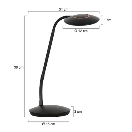 Steinhauer Moderne tafellamp Zenith 2 zwart met afstandsbediening