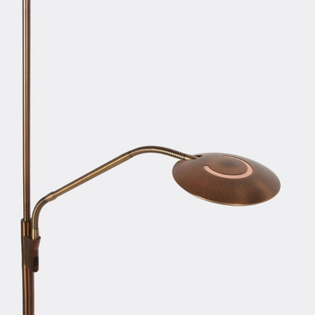 Steinhauer Moderne vloerlamp Uplighter Zenith 2 met leesarm en afstandsbediening brons