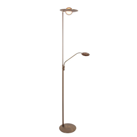 Steinhauer Moderne vloerlamp Uplighter Zenith 2 met leesarm en afstandsbediening brons
