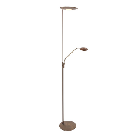 Steinhauer Moderne vloerlamp Uplighter Zenith 2 met leesarm en afstandsbediening brons