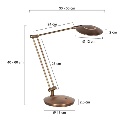 Steinhauer Moderne tafellamp Zenith 2 brons zwenkarm met afstandsbediening