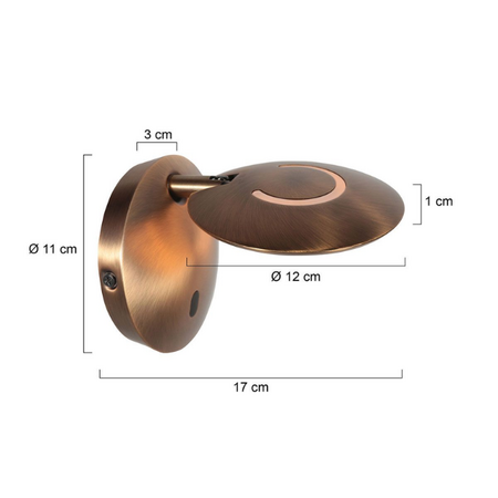 Steinhauer Industriële wandlamp Zenith 2 brons met afstandsbediening