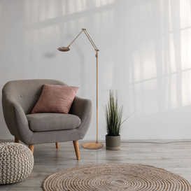Vloerlamp Zenith 2 brons zwenkarm met afstandsbediening