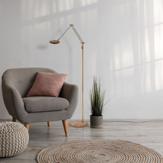 Vloerlamp Zenith 2 brons zwenkarm met afstandsbediening