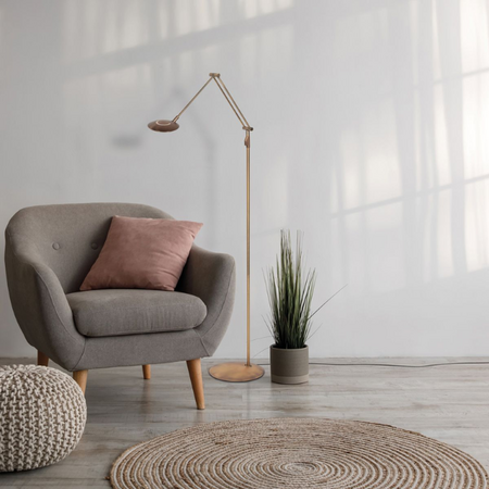 Steinhauer Moderne vloerlamp Zenith 2 brons zwenkarm met afstandsbediening