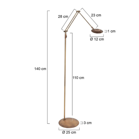 Steinhauer Moderne vloerlamp Zenith 2 brons zwenkarm met afstandsbediening