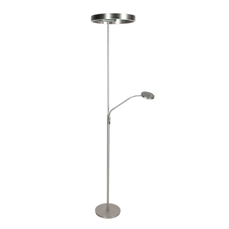 Steinhauer Modern industriële uplighter met leeslamp Soleil 2 staal