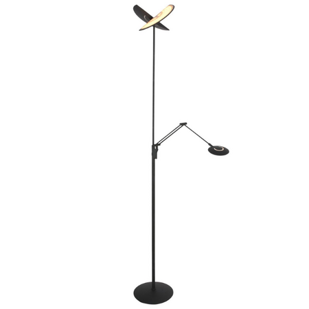 Steinhauer Moderne design uplighter met leeslamp Zenith 2 zwart met dubbele reflector