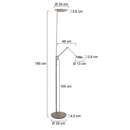 Steinhauer Moderne uplighter met leesarm Daphne 2 staal