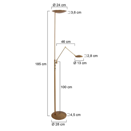 Steinhauer Moderne vloerlamp Daphne 2 brons uplight met leesarm