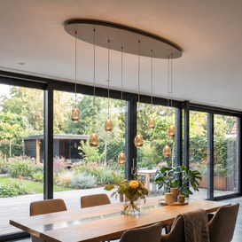 Hanglamp Champagne Egg 8-lichts ovaal