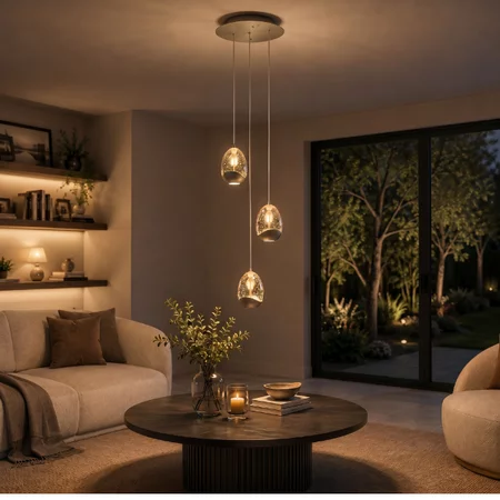 Highlight Modern design hanglamp Champagne Egg 3-lichts getrapt